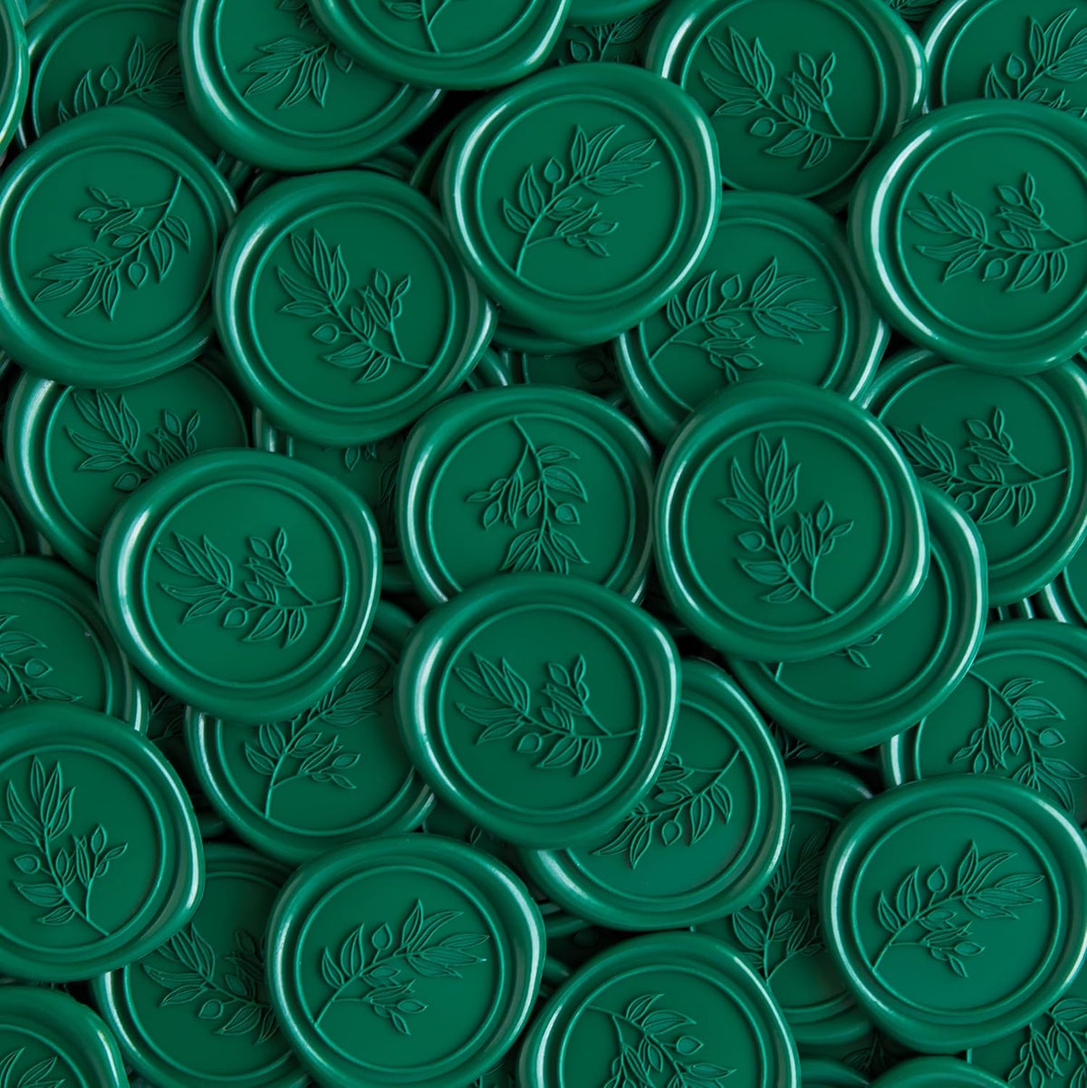PONATIA 50 Pcs Emerald Green Wax Seal Stickers - Self- Adhesive Wedding Seal Stickers, Perfect for Invitation Cards, Envelopes Christmas Cards, Gift Wrapping, Party Menu Decor