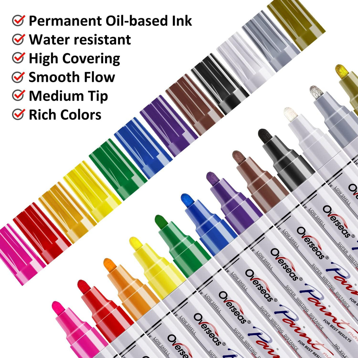 TFIVE Paint Pens Paint Markers on Almost Anything Never Fade Quick Dry and Permanent, Oil-Based Waterproof Marker Pen Set for Rocks Painting, Wood, Fabric, Plastic, Canvas, Glass, Mugs, DIY Craft