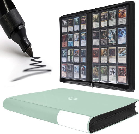 Premium Card Binder 16 Pocket - Fits 1600 Cards，4X4 Ringless Card Album with Sleeves for Trading Cards & Sports Cards（Model C，Asakusa Green）