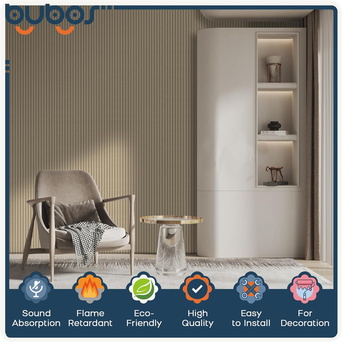 BUBOS 10 Pack Large Acoustic Panels,47.2" X 23.6" X 0.4" Acoustical Wall Panel,Self-Adhesive Sound Proof Foam Panels, Decorative Soundproof Wall Panels for Home Studio Office (Camel)