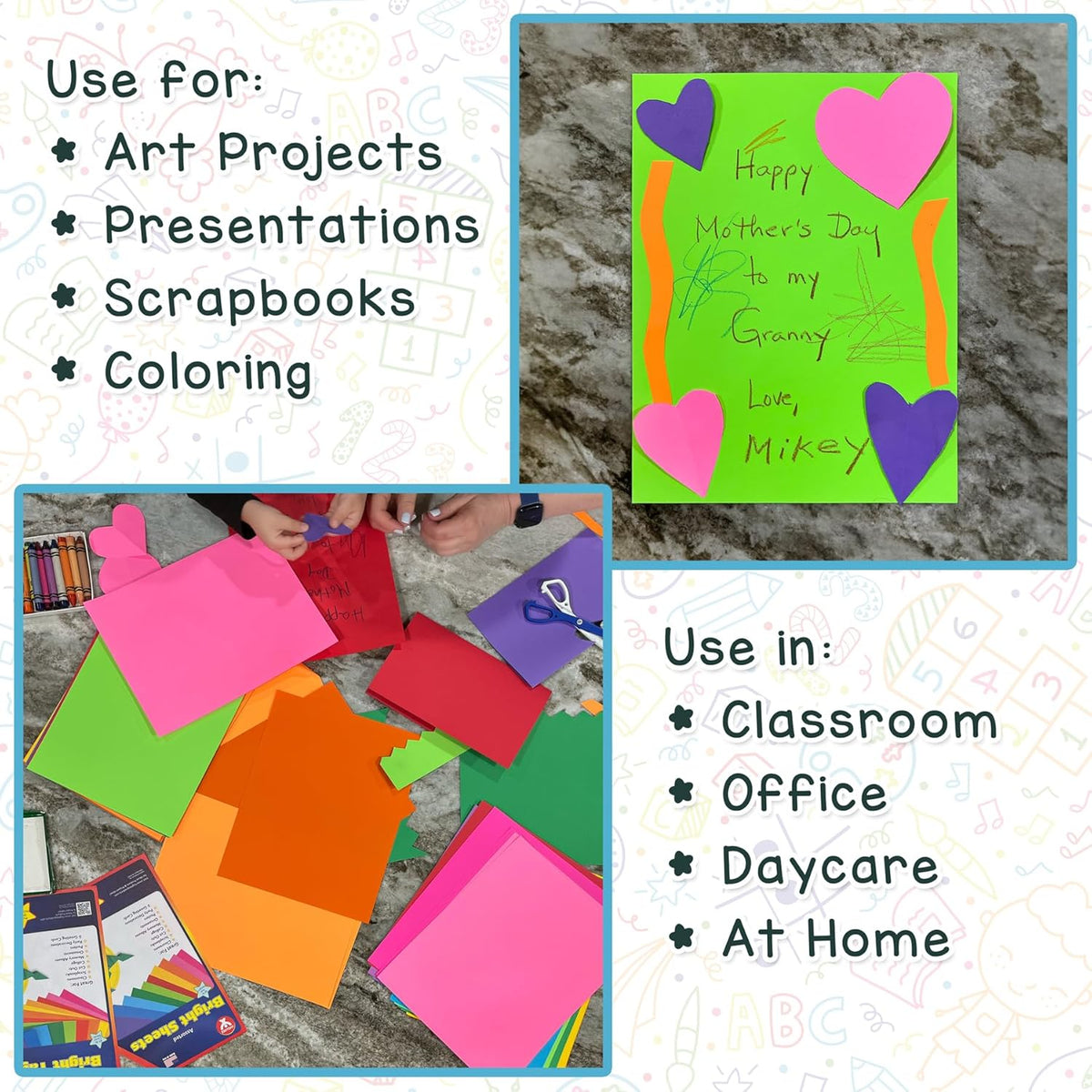 Hygloss Bright Colored Cardstock - 8.5x11-Inch, 12 Assorted Colors, 96 Sheets, 65 lb/ 176 gsm, Fade-Resistant, Acid-Free Color Card Stock Paper