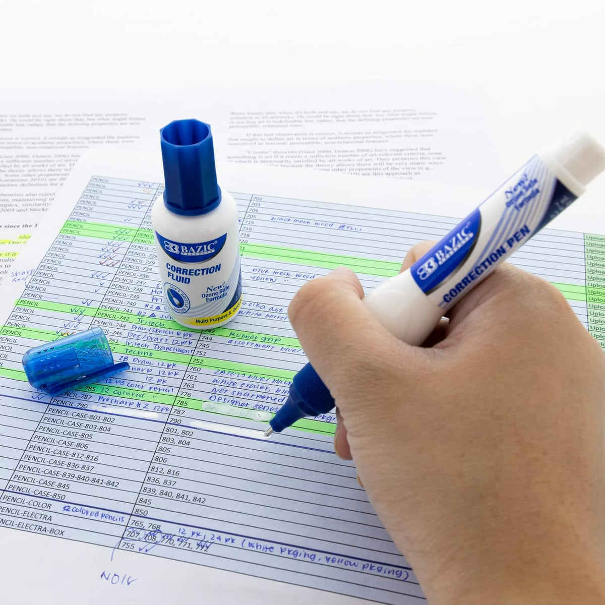 BAZIC Metal Tip Correction Pen & Correction Fluid (2/Pack) (Case of 144)