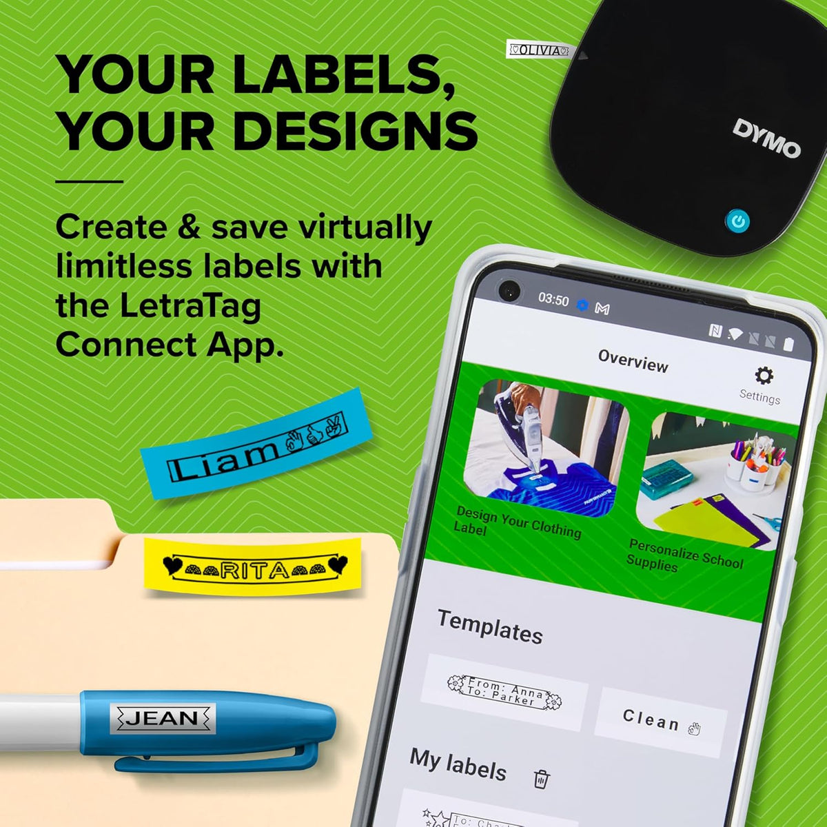 DYMO LetraTag 200B Bluetooth Compact Label Maker Value Pack Wireless Connection to iOS and Android Includes 3 Assorted Label Tapes