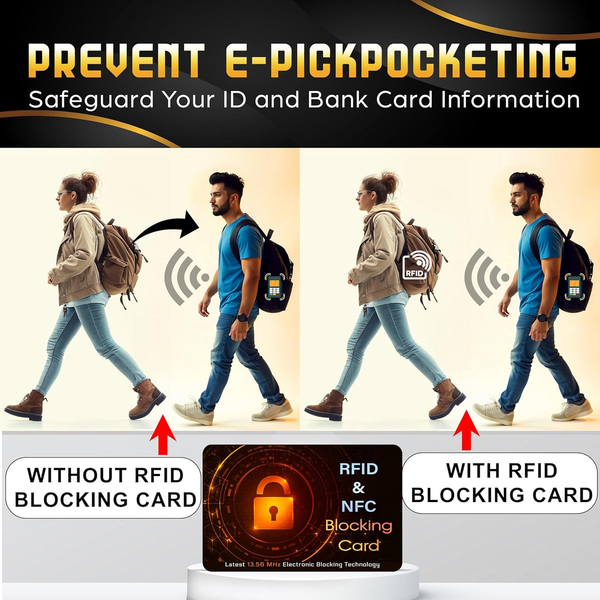 SaiTech IT 10 PK RFID Blocking Cards Protect Your Entire Wallet, Purse, and Cards from NFC Contactless Theft Wallet for Men & Women - Orange Black (10 Pack SL)