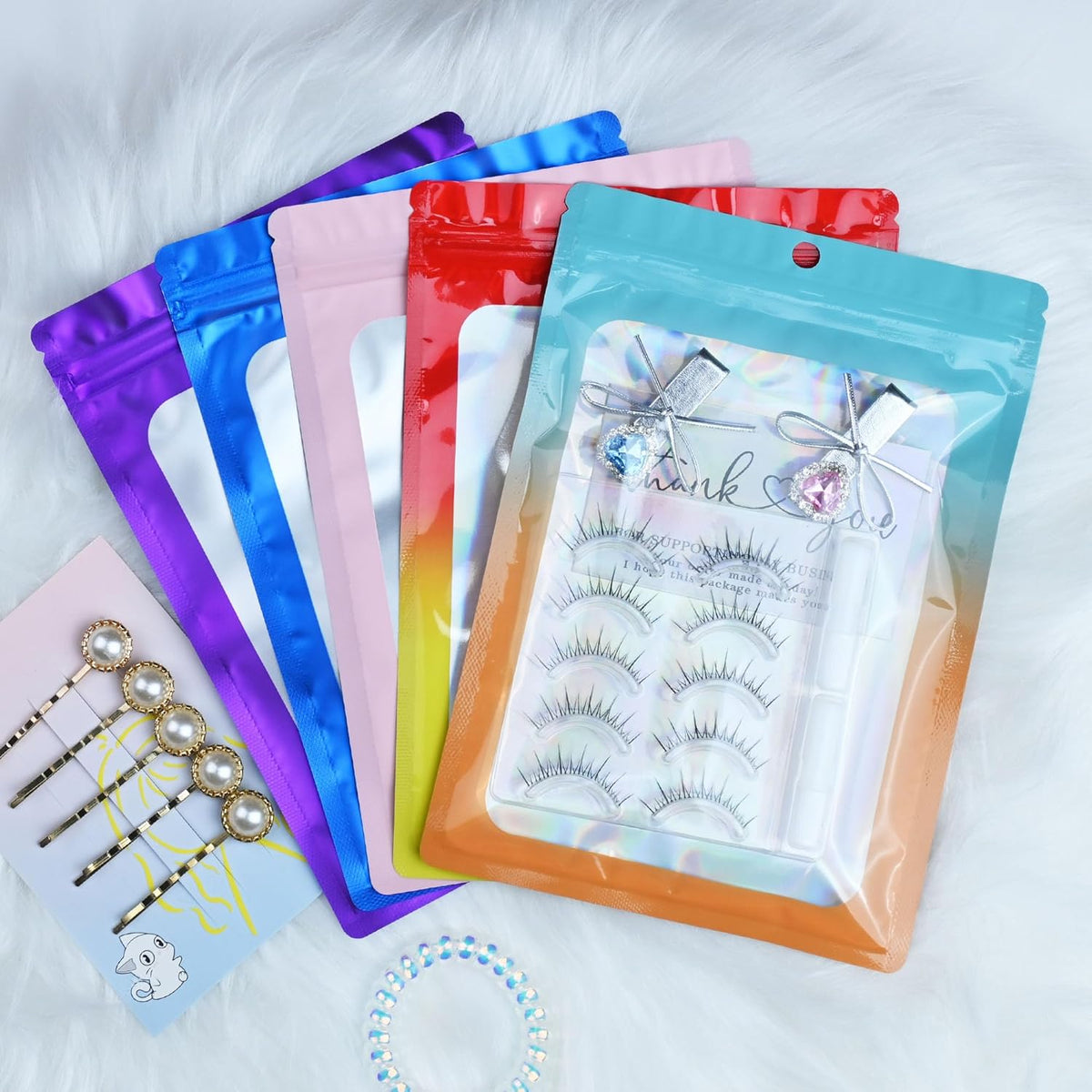 Resealable Mylar Pouch Bag Great for Office Home Party Favor Food Storage (100PCS, Blue Color, 3.5 x 6.3 inch)