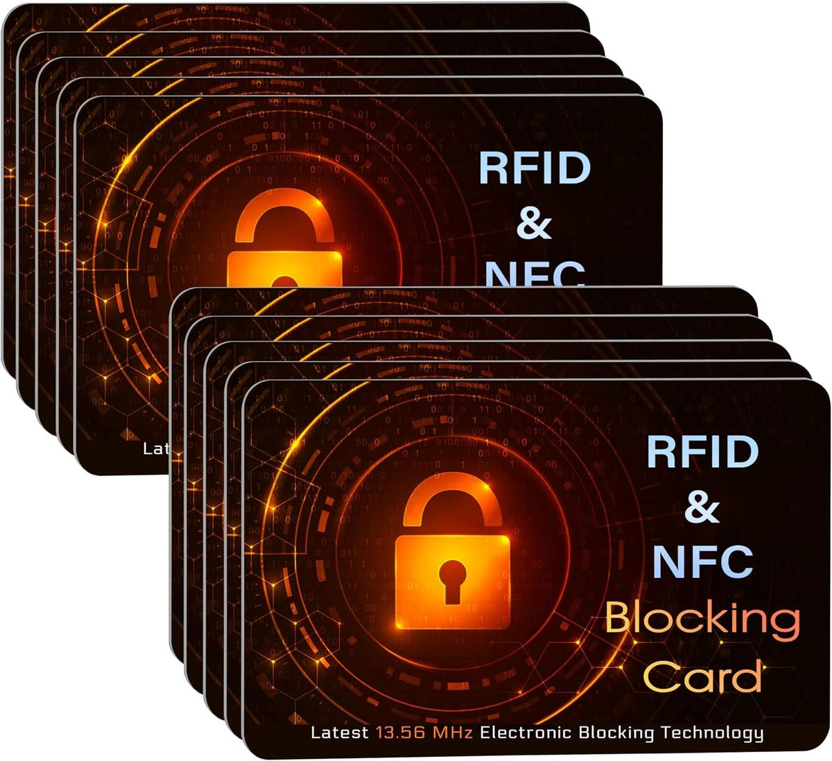 SaiTech IT 10 PK RFID Blocking Cards Protect Your Entire Wallet, Purse, and Cards from NFC Contactless Theft Wallet for Men & Women - Orange Black (10 Pack SL)