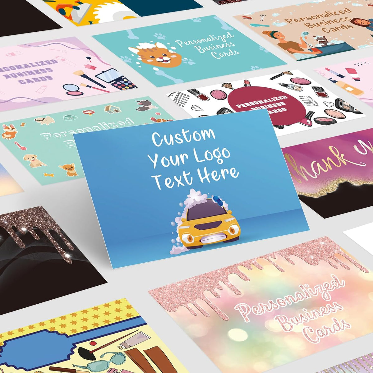 Custom Business Cards Customizable with Logo Text,Personalized Business Cards Photo Printable Car Wash Cards 1000 500 200 100 Double Sided Customize Cards for Small Business Waterproof