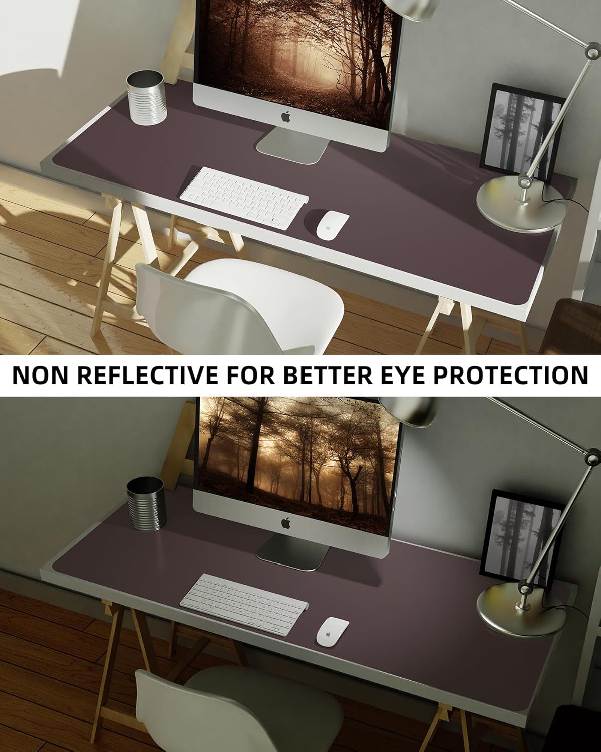 Leather Desk Pad Protector,48" x 23"Large Desk mat,Office Desk Mat, Non-Slip PU Leather Desk Blotter,Mouse pad,Waterproof Keyboard mat for Office/Home/Decor (Coffee)