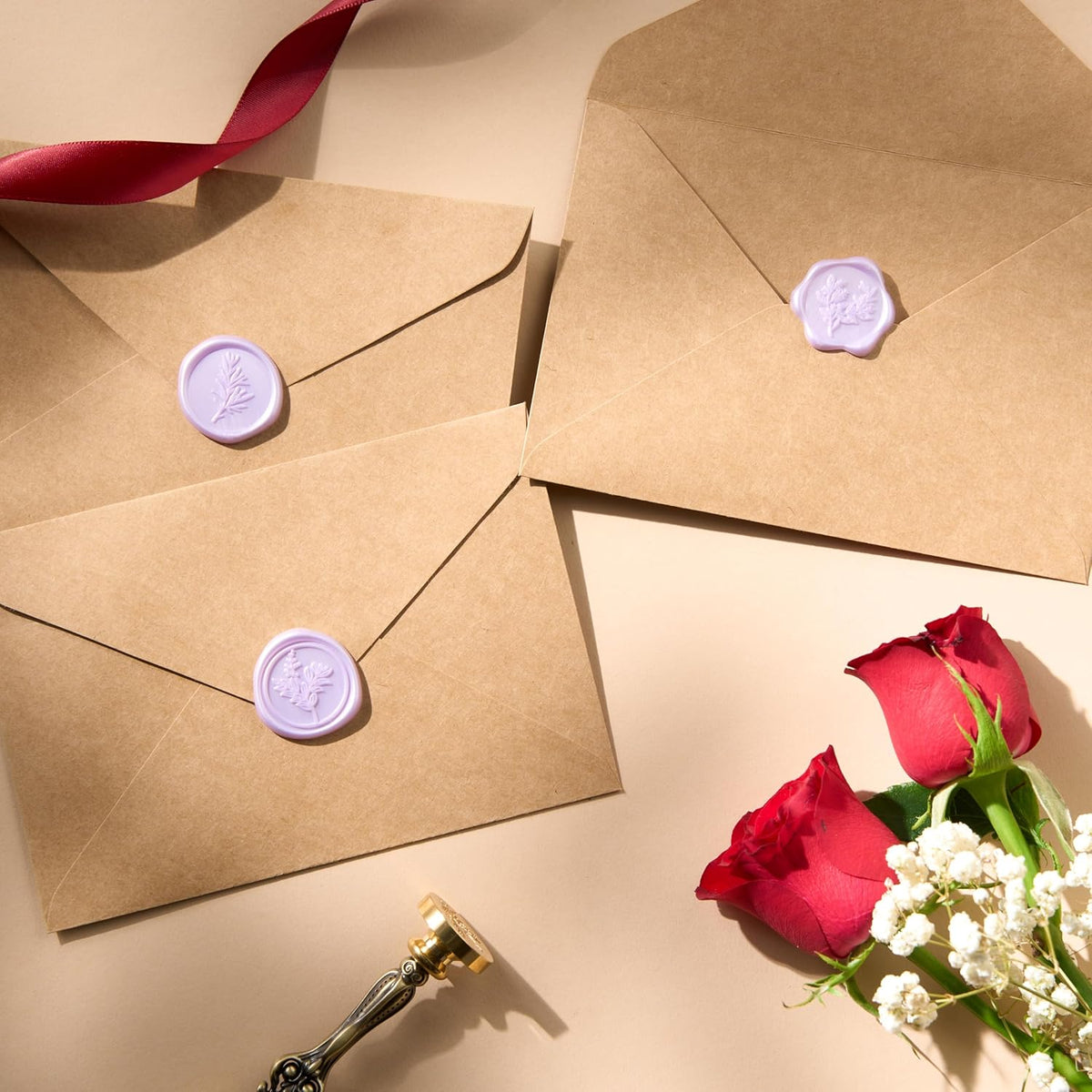 Wax Seal Stickers (60 Pcs, 3 Designs in 1 Pack) Premium Envelope Seal Stickers for Wedding Invitation Envelopes, Adhesive Wax Seals, Perfect for Seating Chart, Gift Wrapping