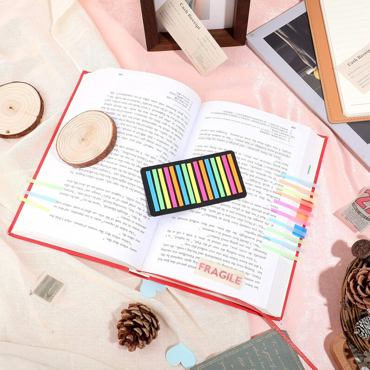 Zonon 4500 Pcs Removable Highlighter Tapes Text Highlighter Strips Transparent Sticky Note Tabs Neon Page Marker Index Tabs for Book Annotating Bible Study Aesthetic Office School Supplies