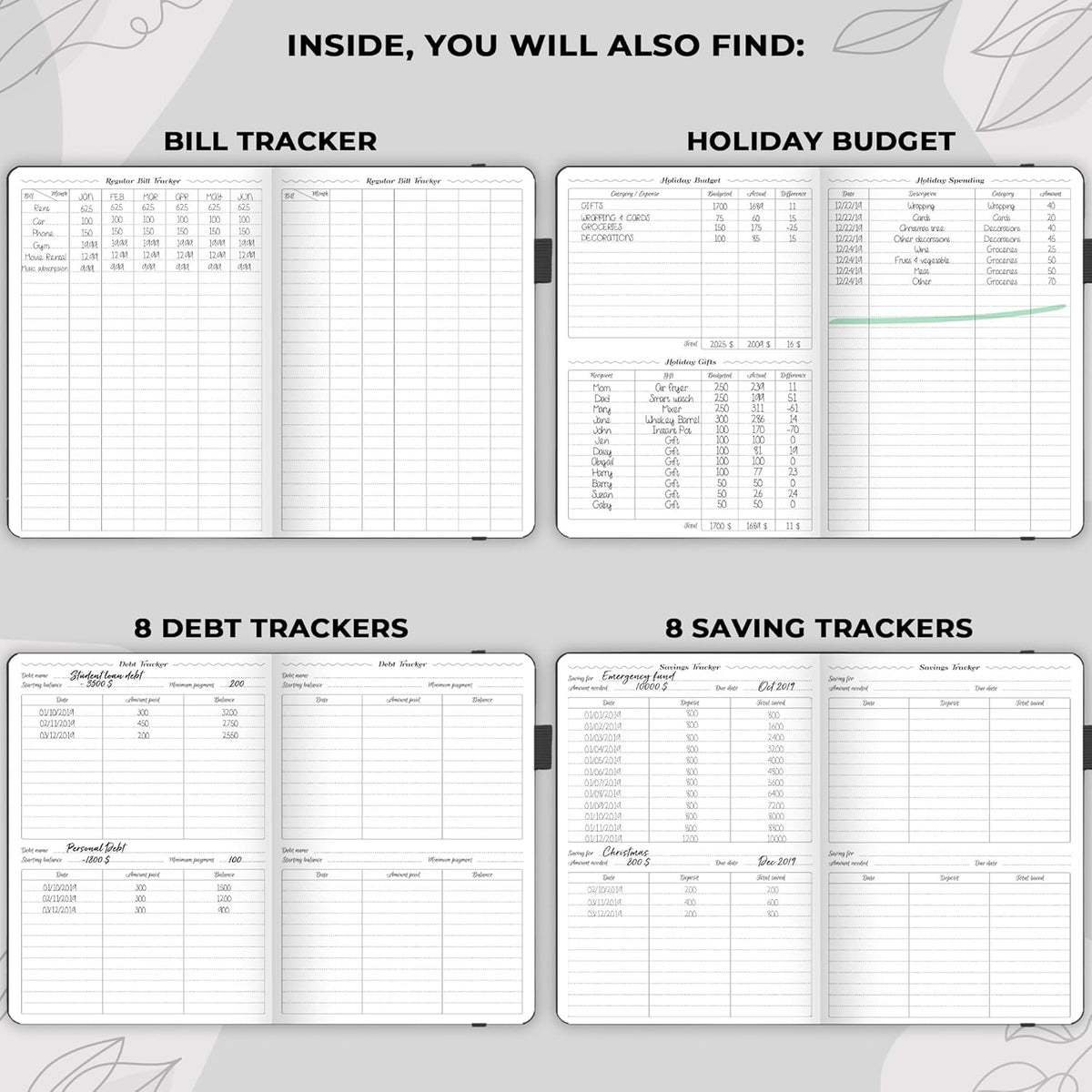 GoGirl Budget Planner – Monthly Financial Planner Organizer Budget Book. Expense Tracker Notebook Journal to Control Money, Compact (Black)
