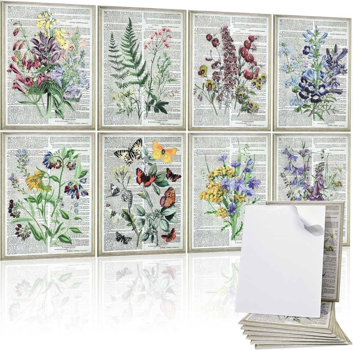 8 Pack Art Acoustic Panels, 48"x32" Soundproof Wall Panels, Decorative Sound Absorbing Panels with Self Adhesive, Sound Dampening Panels, Acoustic Treatment for Home, Office, Studio(Flower)
