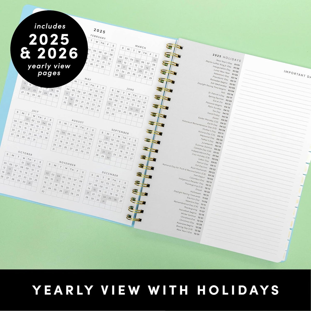 PAPERAGE 17 Month Academic Planner 2025-2026, Weekly & Monthly Spreads, August 2025 - December 2026, Large (8.5 in x 11 in), Royal Blue