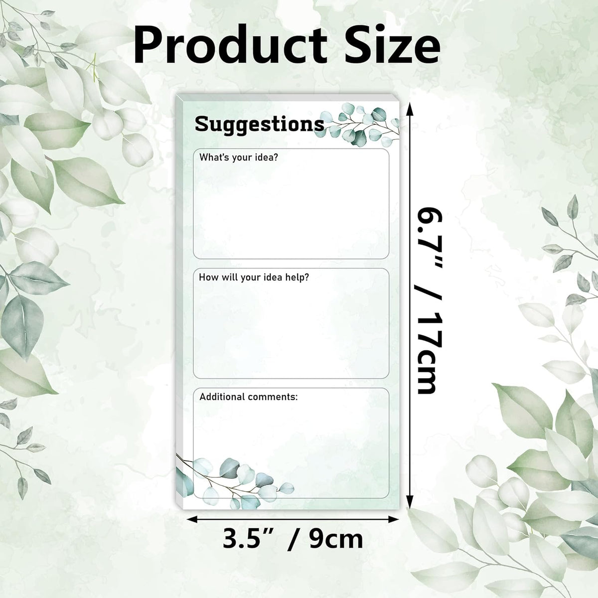 Lesnala 200 Sheets Suggestion Cards Comment Form Continuous Improvement Table for Customer Complaints Restaurants Church School Small Businesses Supplies 6.7 X 3.5inch Green Leaf