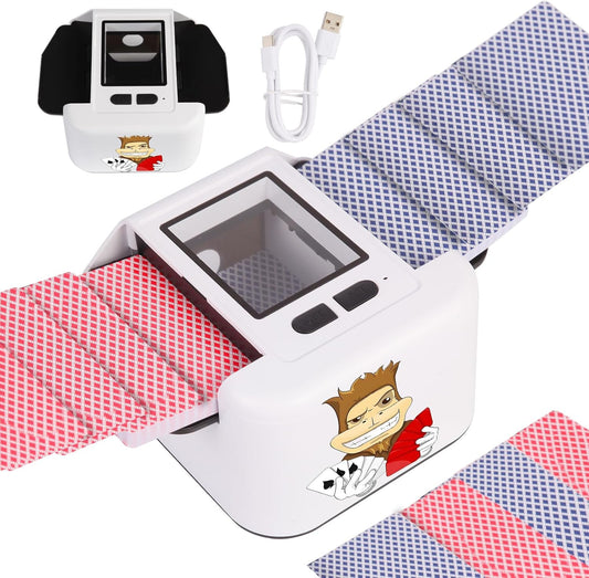 Rechargeable Automatic Card Shuffler 2 Decks, 2000 mAh Built in Battery USB-C Charge, Low Noise Fast Shuffler, Smart Auto Shuffler for UNO Poker Skip-Bo Canasta Texas Hold'em Skyjo