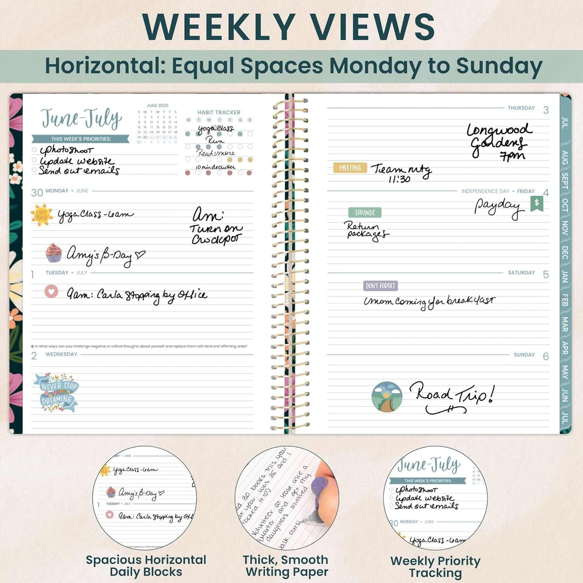 bloom daily planners 2025-2026 (8.5" x 11") Academic Year Day Planner (July 2025 - July 2026) - Weekly & Monthly Dated Agenda Organizer with Stickers & Tabs - Blooming Wildly