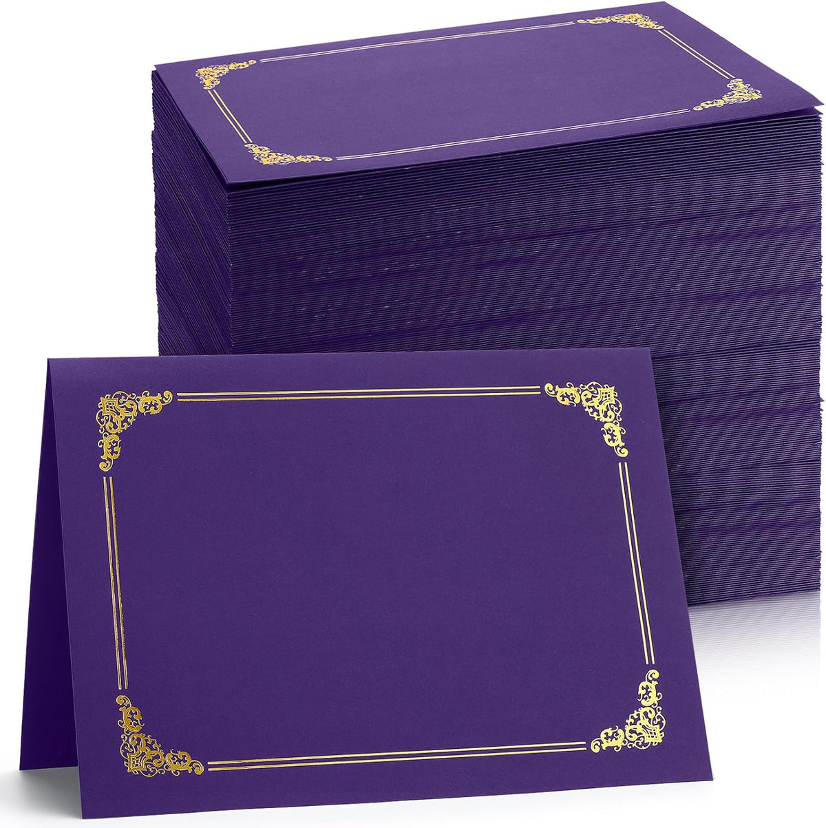 Fainne 80 Pieces Certificate Holders Diploma Holders Document Holder Certificate Covers Certificate Folders with Gold Foil Border for Letter Size 8.5 x 11 Inches Diploma Documents Awards (Purple)