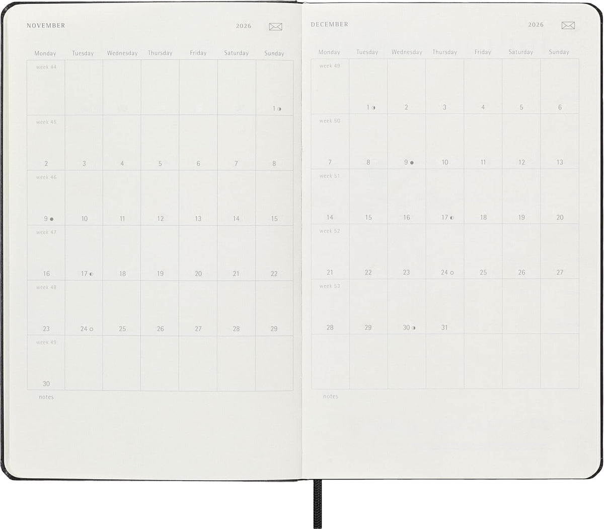 Moleskine 12 Month 2026 Smart Weekly Planner, Hard Cover, Large (5" x 8.25") Black: Compatible with Moleskine Smart Pen (Smart Set Sold Separately)