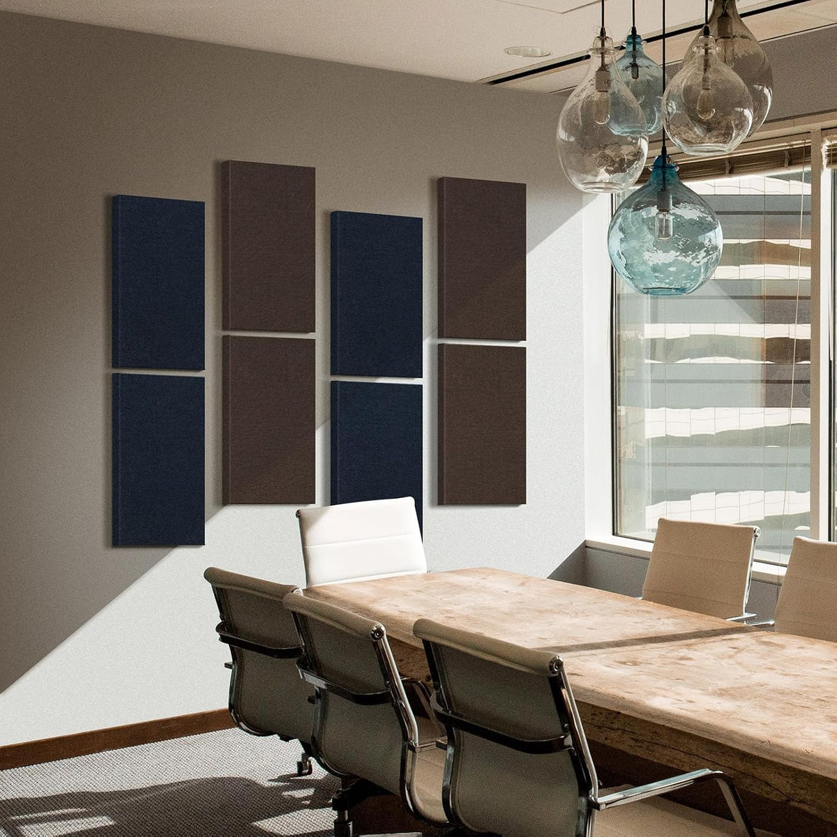 UMIACOUSTICS 4 PCS Acoustic Panels with Hanging Hardware, 2” Thick Fiberglass Sound Proof Panels for Studios, Office, Home Theater Ceiling or Wall- Navy Blue