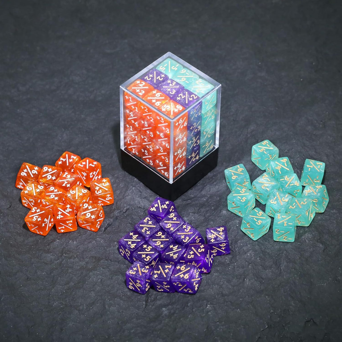 36PCS 12mm MTG Life Counters Dice Set with Box, MTG +1/+1 Tokens 6 Sided Mini Dice Set for Magic The gatering, Compatible with TCG CCG Magic Card Gaming Accessories