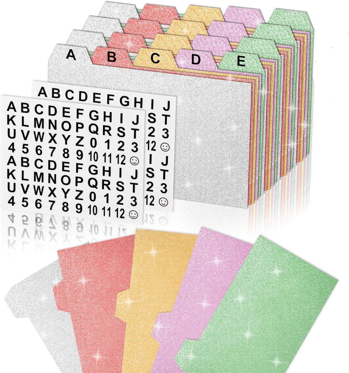 Index Card Dividers 3×5 Index Cards Guide Dividers with Alphabet Stickers Tab Dividers Recipe Guides Colorful Blank Flash Cards Study Cards for Recipe cards School Learning Office (50)