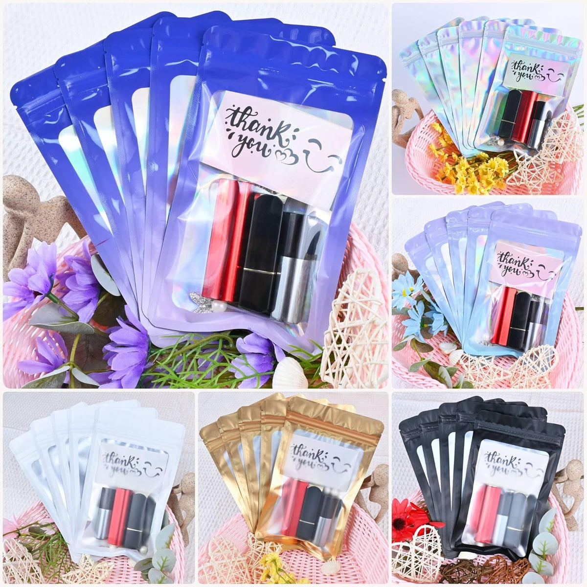 Resealable Mylar Pouch Bag Great for Office Home Party Favor Food Storage (100PCS, Red Color, 3.5 x 6.3 inch)