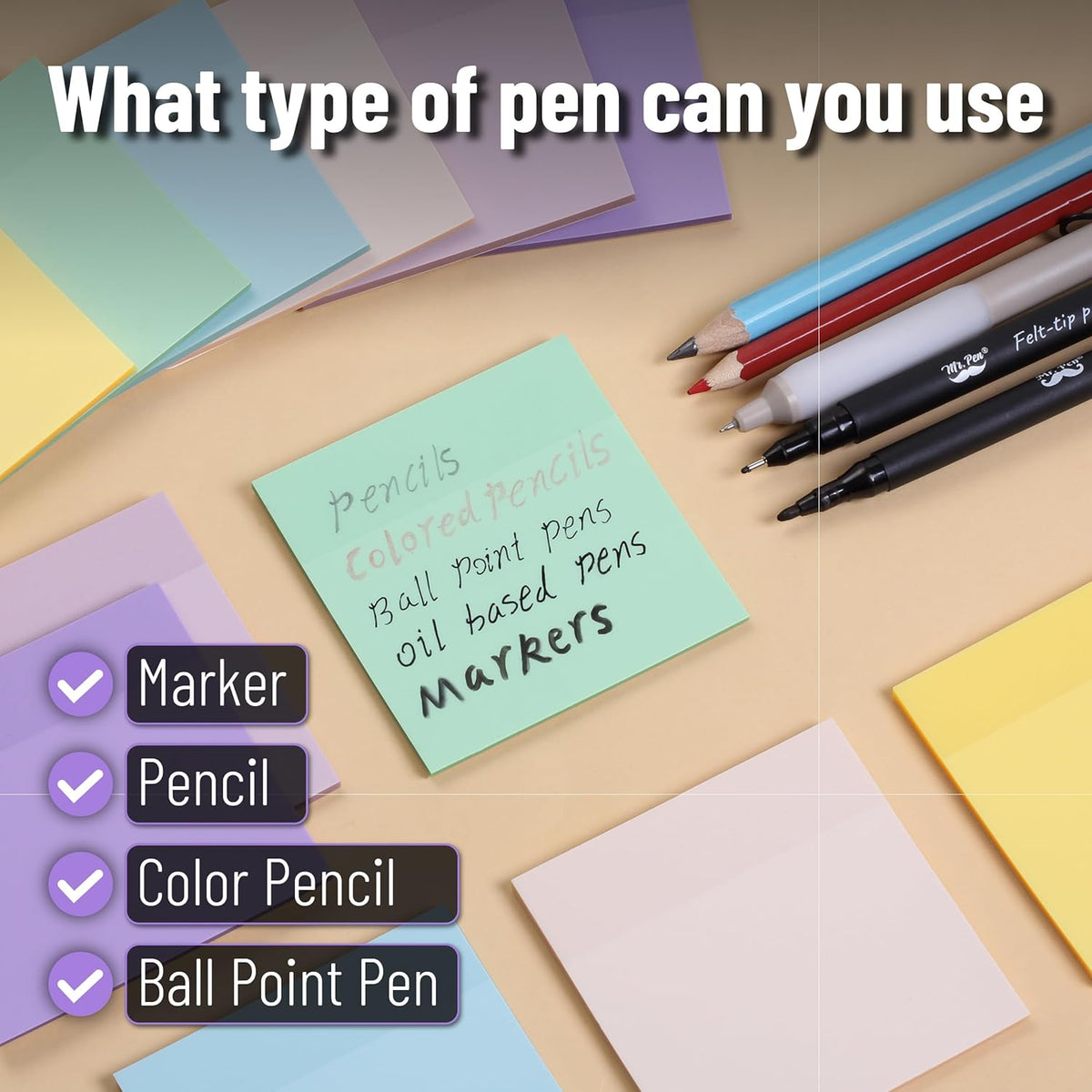 Mr. Pen- Transparent Sticky Notes, 3”x3”, Morandi Colors, 12 Pads, 600 Sheets, See Through Sticky Notes