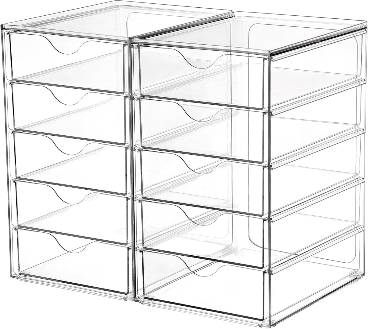 Vtopmart Acrylic Organizer with 10 Drawers, Desk Organizers and Accessories, Clear Makeup Organization, Dustproof Storage Drawers for Office Art Craft Supplie