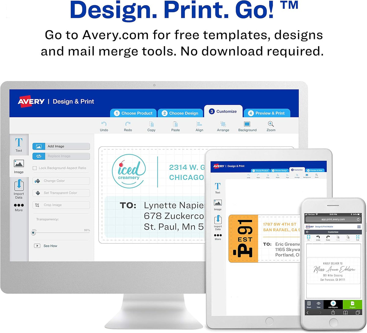Avery Half-Sheet Printable Shipping Labels, 5.5" x 8.5" Customizable Stickers, White, 400 Blank Mailing Labels, Great for Mailing, Shipping, Organizing, and More (21526)