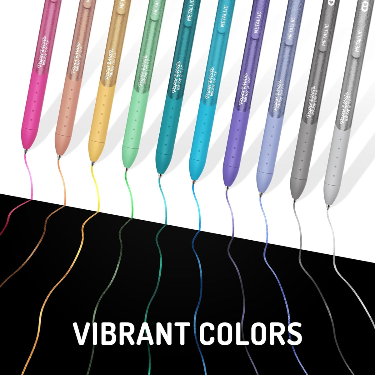 Paper Mate InkJoy Gel Pens, Metallic Pens, Retractable, Medium Point, (0.8mm) Assorted Colors, 6 Count