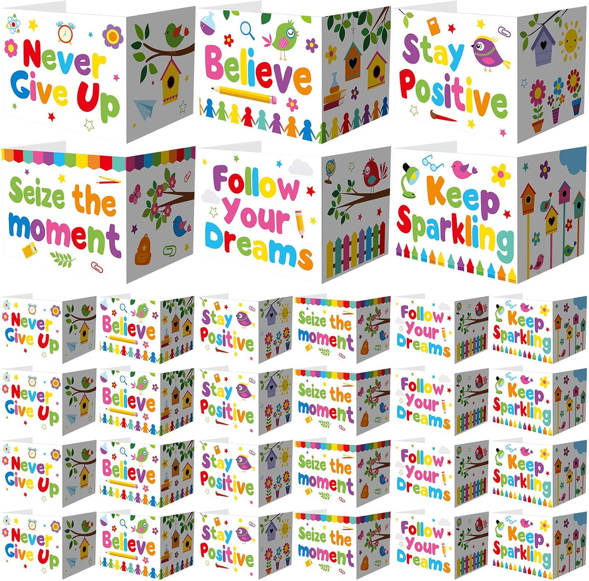 Honoson 24 Pcs Bulk Inspirational Privacy Folders for Students Cardboard Test Privacy Boards Motivational Words Desk Dividers Shield for Classroom School Study Supplies, 6 Styles(Energetic)