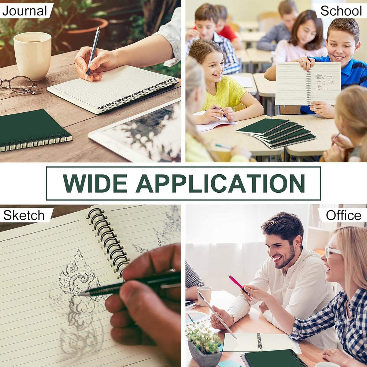 Yahenda 108 Pcs Spiral Notebook Bulk A5 Journal Lined 8.3'' x 5.5'' Writing Composition Paper Small Notepad Subject Notebook for Students Office Business Back to School Supplies (Deep Green)