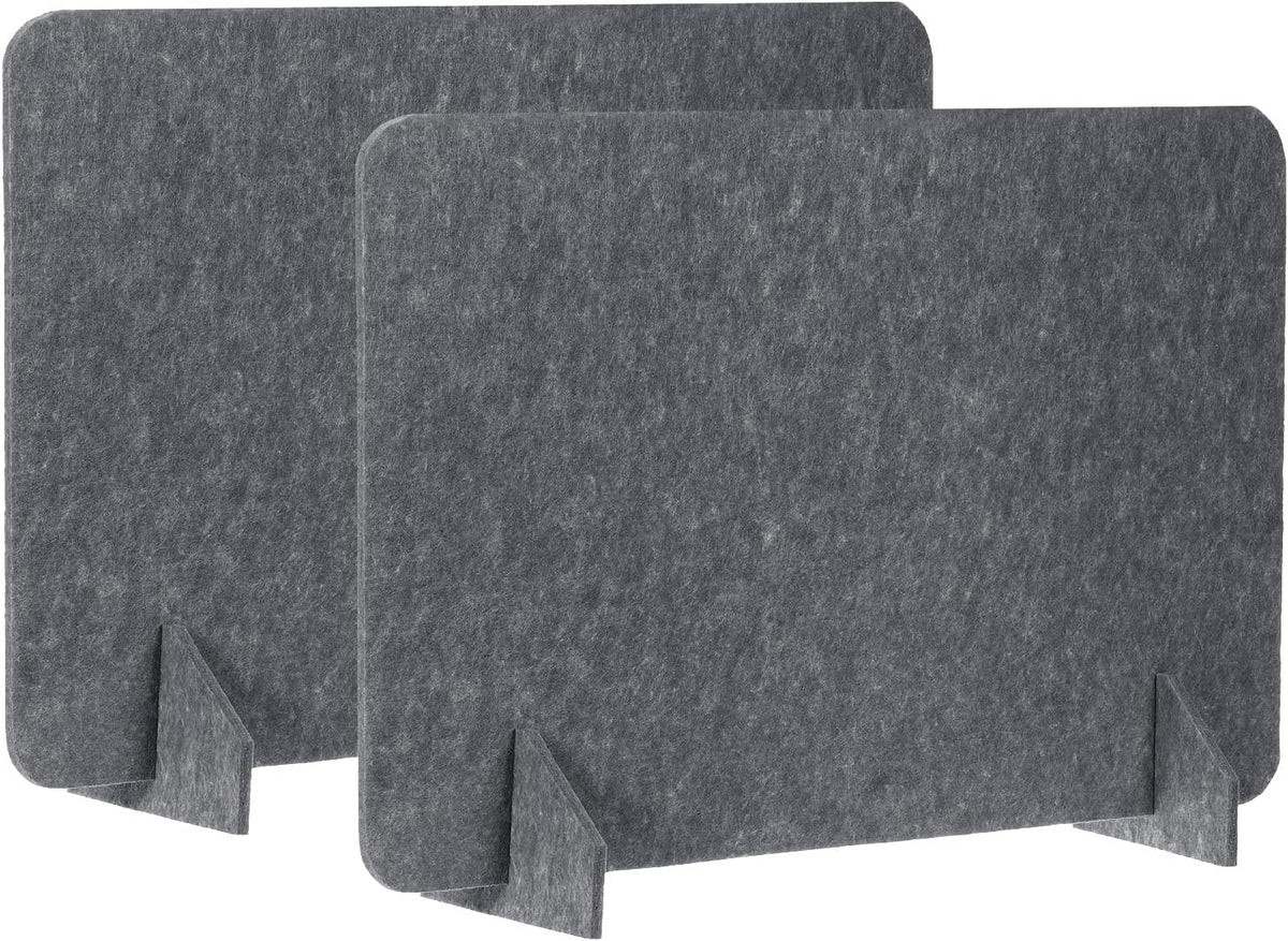 PATIKIL Desk Divider, 2 Set 24 x 16 Inch Acoustic Freestanding Desk Divider Desk Privacy Panel with 4 Pcs Support Feet for Library Office Workstation, Dark Grey