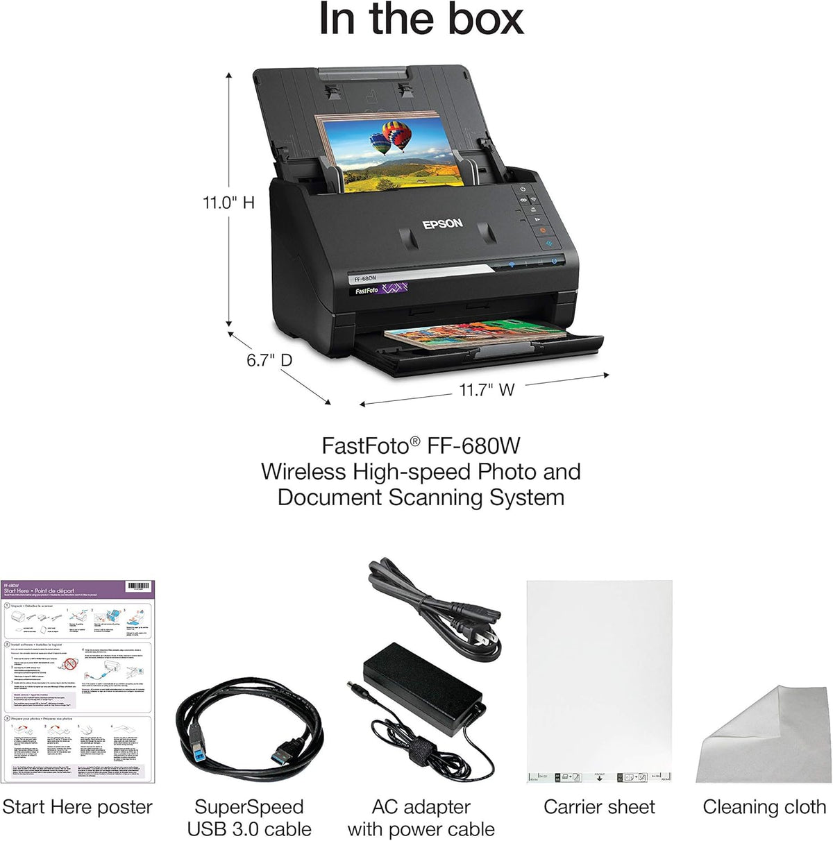 EPSON FastFoto FF-680W Wireless High-speed Photo and Document Scanning System (Renewed) , Black