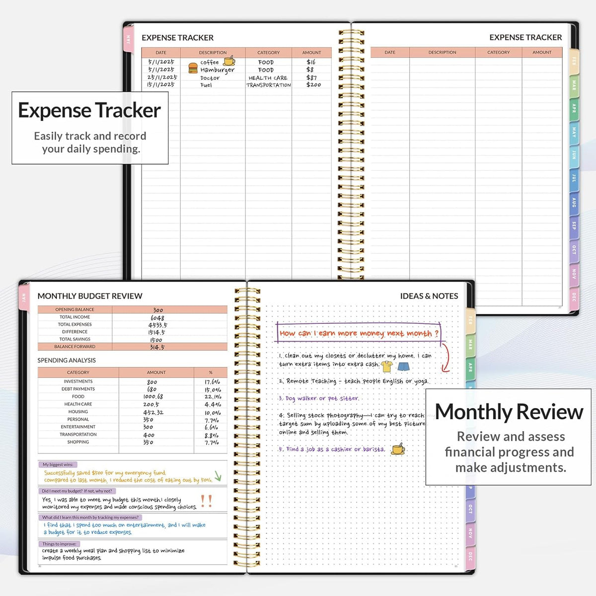 2026 Budget Planner - Monthly Budget Book from JAN 2026 - DEC 2026 with Expense Tracker Notebook, A4 Size (8.5" x 11") Bill Organizer & Finance Planner Account Book to Manage Your Finances, Black