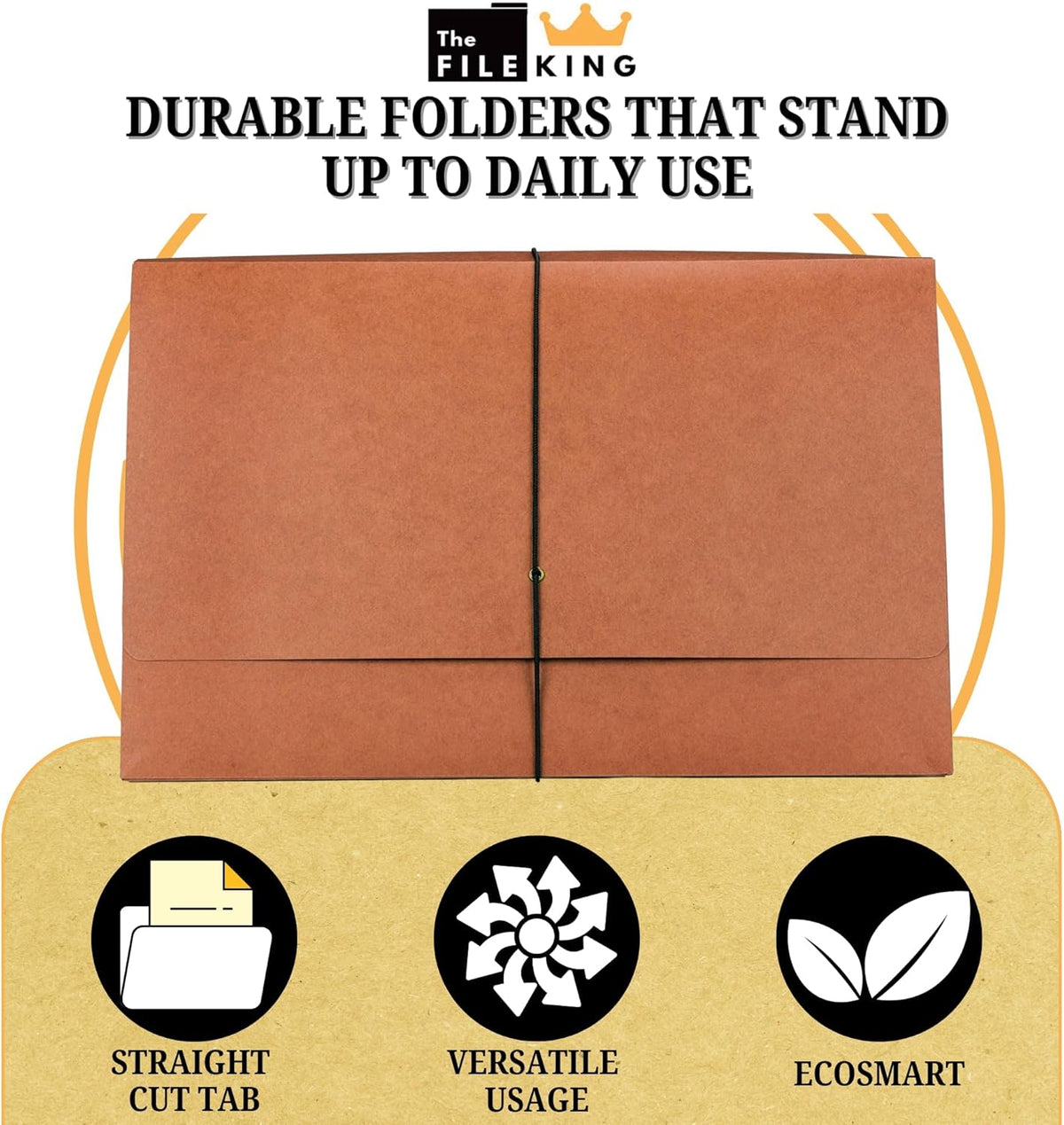 The File King Expanding File Wallet - Legal Size, 50 Redropes | USA Made | 3.5” Expandable File Folders | Redwell Folders Legal Size Wallets | Red Rope Expanding File Folder with Flap & Elastic Cord