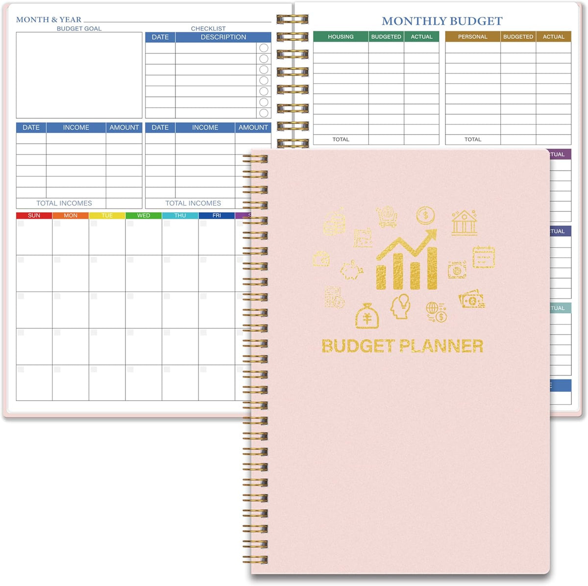Monthly Budget Planner - 14 Months Undated Financial Planner Organizer Budget Book with Expense and Debt Tracker Notebook to Manage Your Money Effectively, Bill Planner and Organizer