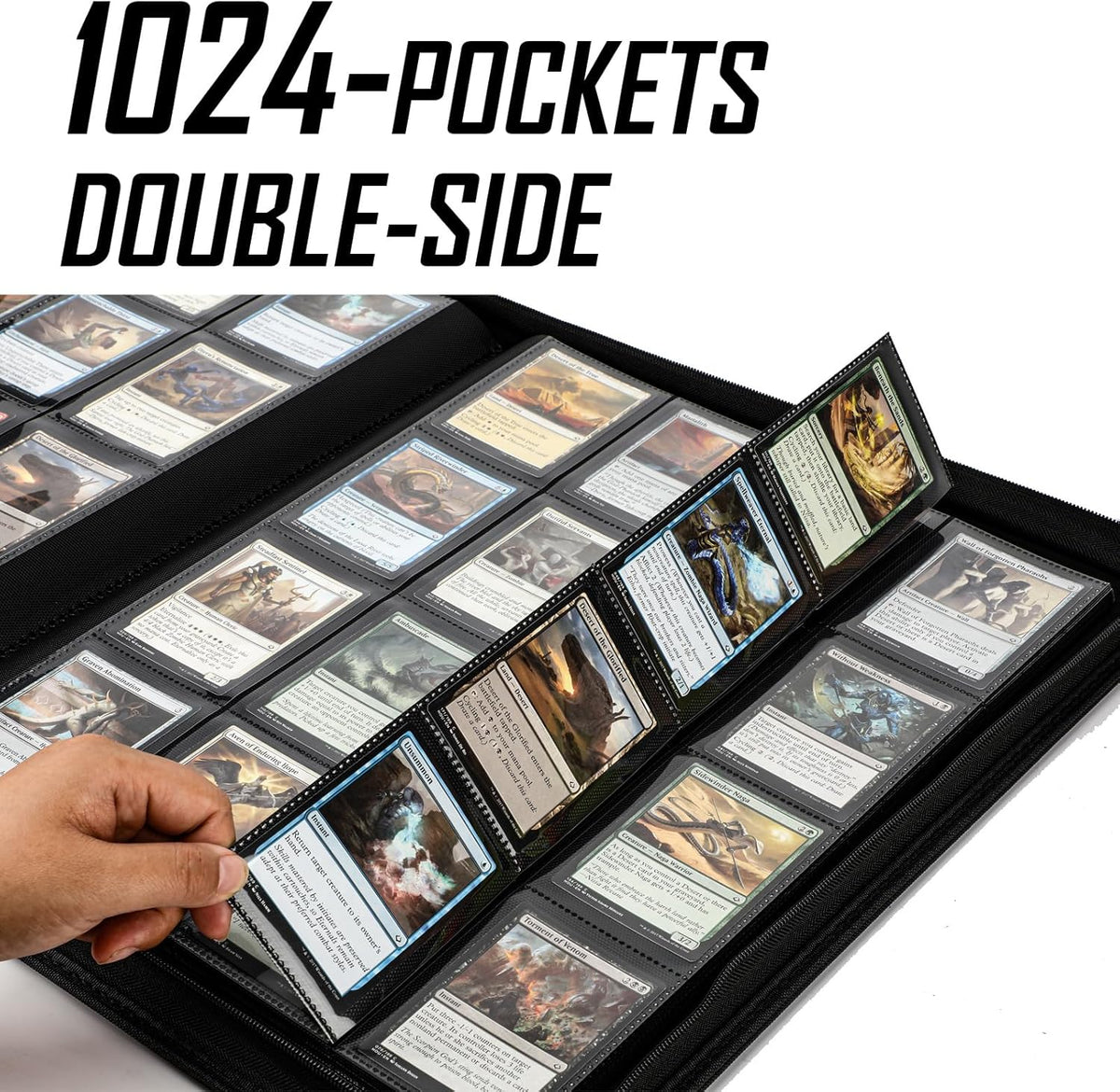 Premium-SV 1024 Pockets Card Binder,Label Design,16 Pocket Trading Card Zipper Binder, Ringless Side Loading Trading Card Album, Folder for TCG,MTG,Sports other Cards -Grey