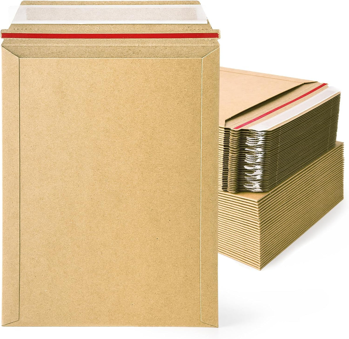 50 Pack 7x9 inch Kraft Rigid Mailer Self Seal Photo Document Mailers, Stay Flat Kraft Cardboard Envelopes Photography Mailers for CD, Photos, Document