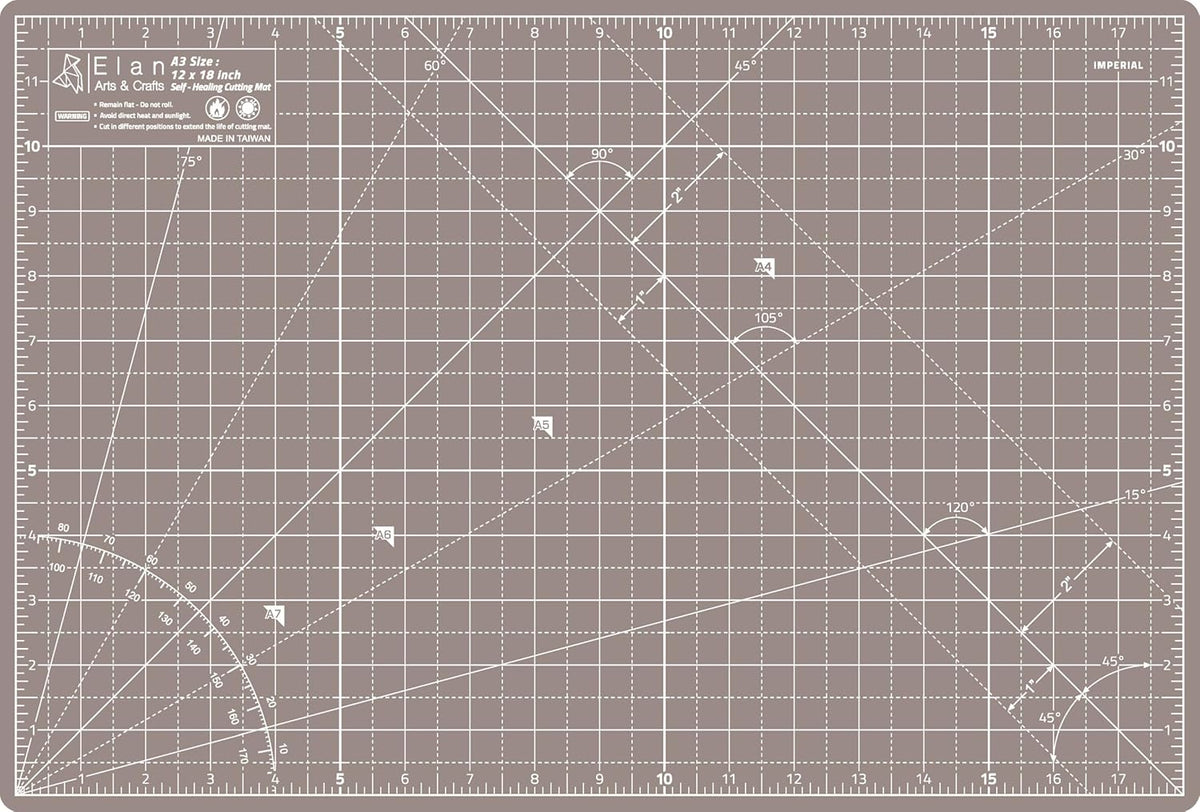 Elan Cutting Mat A3 Black & Taupe, Self Healing Cutting Mat 12x18 Inch, 5-Ply Craft Board Black, Hobby Board for Crafts 12x18 Inch