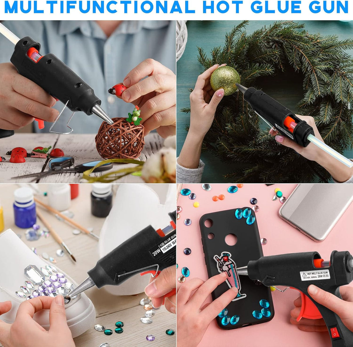 Zhengmy 6 Pieces Mini Hot Glue Gun Crafts Hot Melt Guns Fast Preheating and Easy Squeeze Trigger for School DIY Arts Class Projects Office Home Quick Repairs (Black)