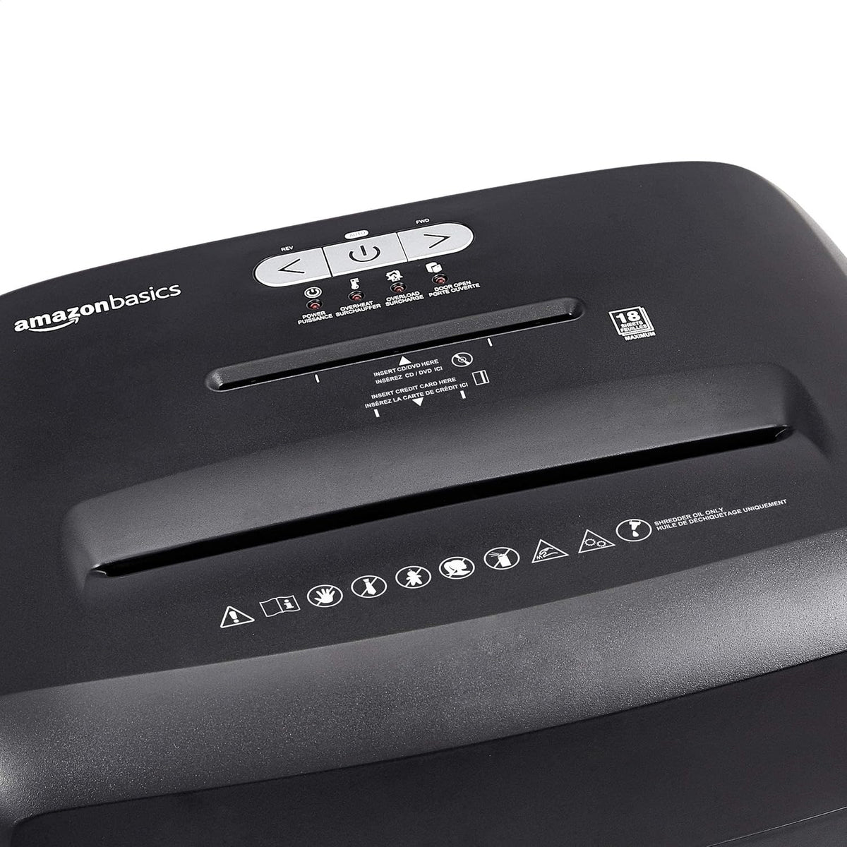 Amazon Basics 18 Sheet Cross Cut Paper, CD, and Credit Card Shredder, Black