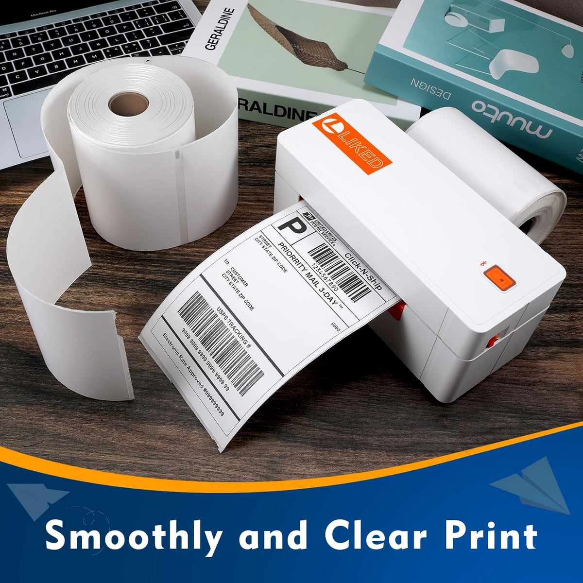 L LIKED 30 Rolls Compatible with Dymo 1744907 Internet Postage Labels 4" x 6" Shipping Labels Compatible with Rollo, DYMO 4XL & Zebra Desktop Printers (220 Labels Per Roll)