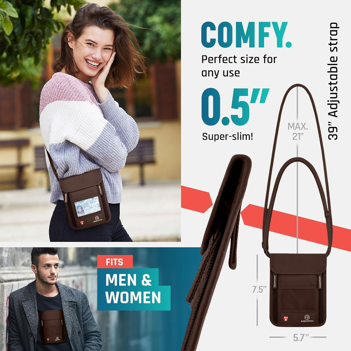 Neck Wallet, Travel Pouch For Passport Holder And Documents, Travel Neck Wallet For Traveling Women