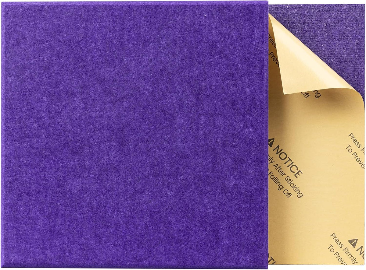 22 Pack Self-Adhesive Acoustic Panels, 12" X 12" X 0.4" High-Density Sound Proof Foam Panels for Walls, Soundproof Wall Panels for Home & Office (Purple)