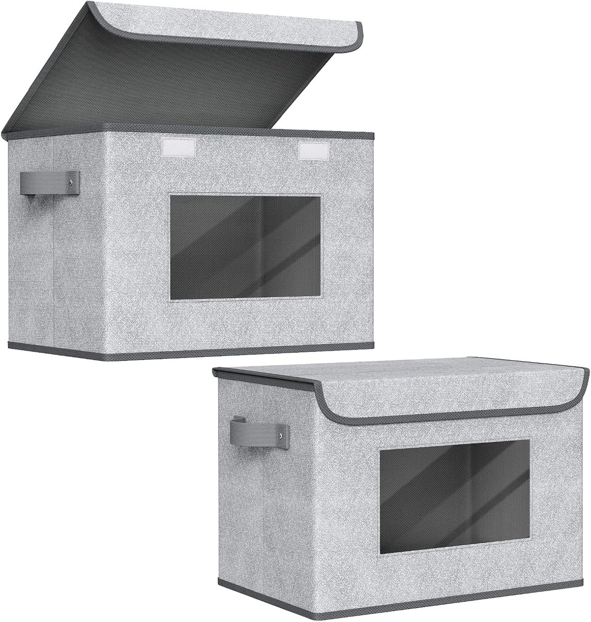 Univivi Larger Fabric Collapsible Storage Bins [2-Pack] Foldable Storage Boxes with Lids, Storage Cube Organizer Basket for Home, Closet, Bedroom (Gray, 17“ x 12” x 12")