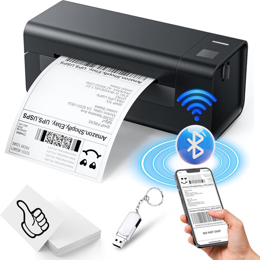 Thermal-Shipping-Label-Printer for Small Business 4x6 Bluetooth Thermal Label Printers 300mm/s Compatible Windows Mac, Android, Desktop Print Sticker Makers Machine widely Used for Amazon,Ebay