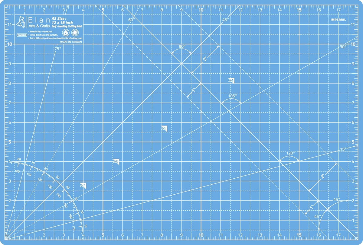 Elan Cutting Mat A3 Blue, Self Healing Cutting Mat 12x18 Inch, 5-Ply Craft Board Blue, Hobby Board for Crafts 12x18 Inch
