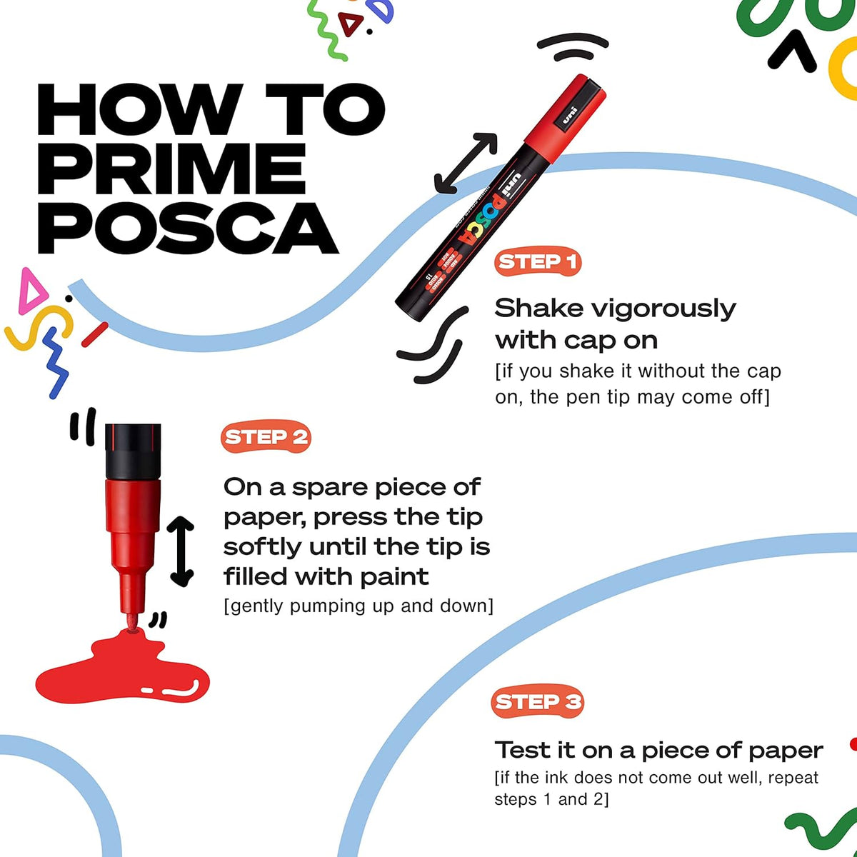 posca Markers Set, 8 Medium Paint Markers 5M – Cool Tone – Grey, Emerald Green, Sky Blue, Aqua Green, Light Blue, Blue, Blue