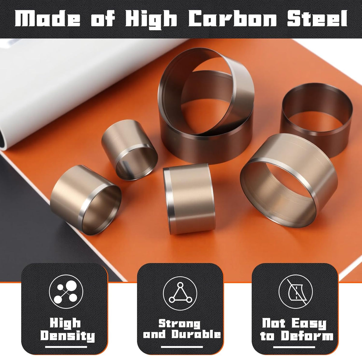 9 Pieces Leather Circle Cutter Tool Set, Hole Punch Tools with 15 20 25 30 35 40 45 50 55mm, High Carbon Steel Round Cutting Dies, Hole Punch Tool Kit for DIY Leather Crafts